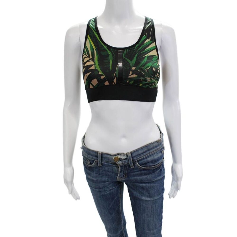 Ultracor Womens Plant Print Activewear Bra Green Size S